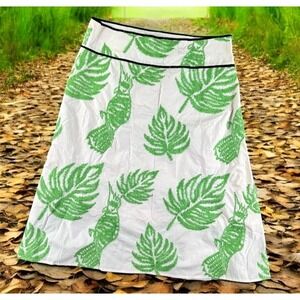 Yvonne Bennetti Skirt Women 2‎ Embroidered Floral Retro 60s Bird Mod Silk Resort